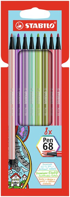 Stabilo - Viltstift pen 68/8 m ass 8st | 8 etui | 6 stuks