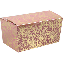 Klika - Ballotin | Leafs | karton + PP + PET | 500gr | 70x132x76mm | roze/goud | 25 stuks