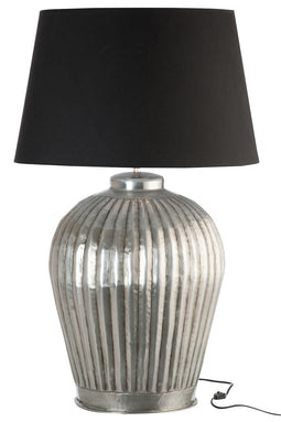 Lamp Base+shade Ribbed Aluminium Grey/black Large 56x56x92cm