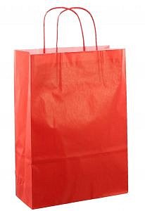 Papieren koordtas 22x10x31cm 50st rood