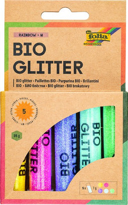 Folia Paper - Glitterpoeder bio folia rainbow 7gr 5 kleuren | Pak a 5 tube | 6 stuks