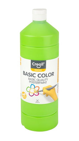 Creall - Plakkaatverf basic 14 lichtgroen 1000 ml | Fles a 1000 milliliter | 6 stuks