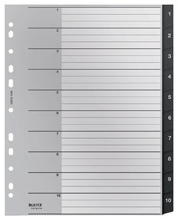 Leitz - Tabblad Recycle A4 11-gaats 1-10 extra breed PP | 1 set | 100 stuks