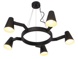 Kroonluchter Ijzer Biarritz 5-arm Rond Dia.100xh.16cm Verstelbaar, Zwart