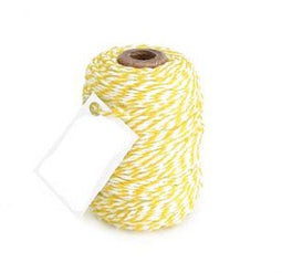 Cotton Cord Twist/ Katoen touw 50 meter geel/wit ø2mm
