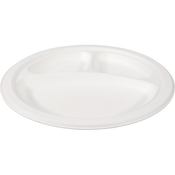 Depa® - ® Bord | rond | 3-vaks | bagasse (suikerrietpulp) | Ø26cm | wit | 12 stuks