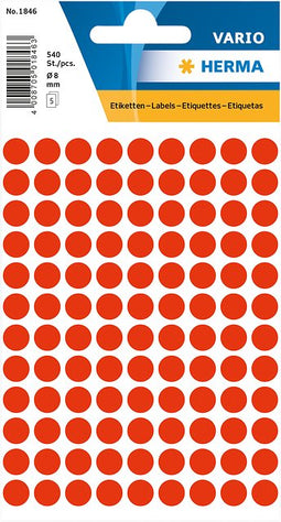HERMA - Etiket 1846 rond 8mm fluor rood 540 stuks