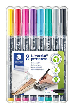 Staedtler - Viltstift Lumocolor 317 permanent M set à 8 kleuren | Etui a 8 stuk | 10 stuks