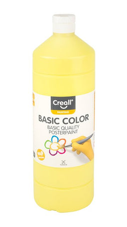 Creall - Plakkaatverf basic 01 lichtgeel 1000 ml | Fles a 1000 milliliter | 6 stuks