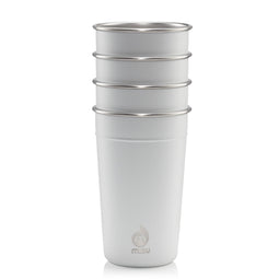 Mizu - Reusable Pint Cups | 16 oz Stainless Party Cup | Set of 4 | Stainless