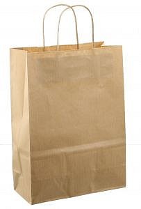 Papieren koordtas 22x10x31cm 50st bruin kraft