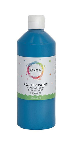 Qrea - Plakkaatverf blauw 500ml | Fles a 500 milliliter | 6 stuks