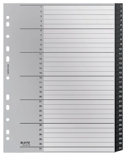 Leitz - Tabblad Recycle A4 11-gaats 1-31 extra breed PP | 1 set | 50 stuks