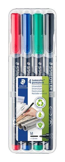 Staedtler - Viltstift Lumocolor 317 permanent M set à 3 +1 stuk gratis | Pak a 4 stuk | 10 stuks