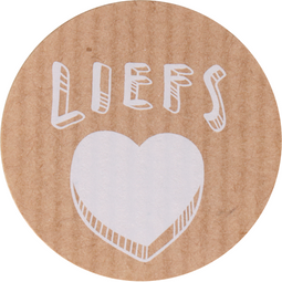 Klika - Etiket | papier | Liefs | permanent | ∅35mm | bruin/wit | rol à 500 stuks