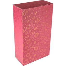 Klika - Flesdoos | Vuurwerk | karton + PE | 2 flessen | 190x95x330mm | Kerstmis | rood/goud | 10 stuks