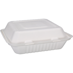 Depa® - ® Bak | Bagasse (suikerrietpulp) | 3-vaks | 1200ml | maaltijdbox | 23x23x7.8cm | wit | 50 stuks