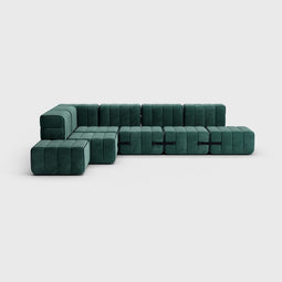 Curt-set 12 - E.g. Flexible Large Corner Sofa - Barcelona - Serpentine - V3347/39 (green)