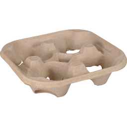 Depa® - ® Draagtray | 4 bekers | 217x217x48mm | papierpulp | bruin | 50 stuks