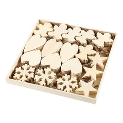 Creativ Company Houten ornamenten kerst thema divers, 90st.