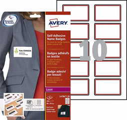 Avery - Naambadge etiket L4786-20 80x50mm rood kader 200 stuks