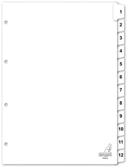 Kangaro - Tabbladen 4-gaats PK412C 1-12 genummerd wit karton