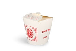 Klika - Wok to Go beker 32oz 1000ml karton wit met rood | 500 stuks