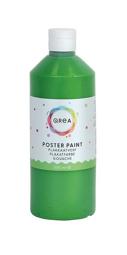 Qrea - Plakkaatverf middengroen 500ml | Fles a 500 milliliter | 6 stuks