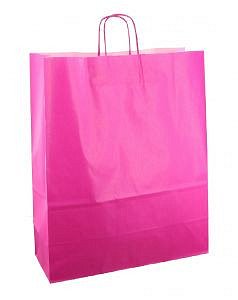 Papieren koordtas 32x12x41cm 50st fuchsia