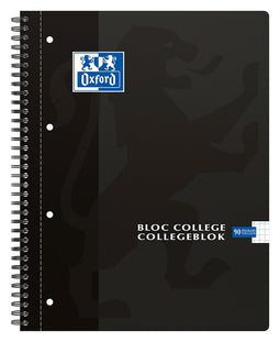Oxford - Collegeblok A4+ 4-gaats ruit 5mm 90vel zwart | 1 stuk | 5 stuks