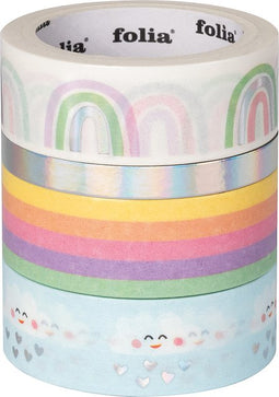 Folia Paper - Washi e folia hotfoil rainb 15mmx5m en 10mmx5m | Pak a 4 stuk | 4 stuks