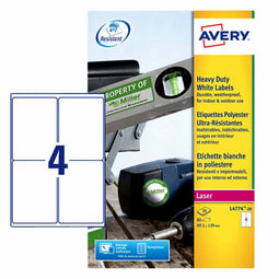 Avery - Etiket L4774-20 99.1x139mm polyester wit 80 stuks | Pak a 20 vel | 5 stuks