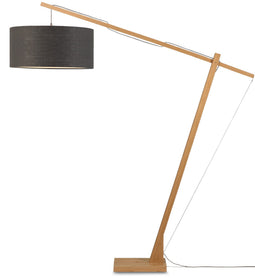 Vloerlamp Montblanc Bamboe H.207/kap 60x30cm Eco Linnen, Donkergrijs