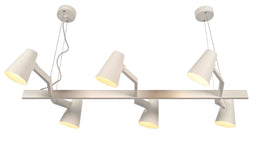 Hanglamp Ijzer Biarritz 6-arm L.120xb.65cm Verstelbaar, Wit
