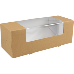Klika - Gebaksdoos | karton + PET | 25x10x9cm | met venster | bruin | 150 stuks
