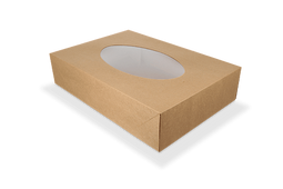 Klika - Cateringdozen kraft klein met venster 36x25x8cm BIO | 50 stuks