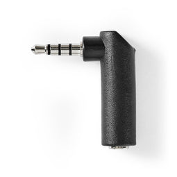 Stereo-Audioadapter | 3,5 mm Male | 3,5 mm Female | Vernikkeld | 90° Gehoekt | Metaal | Zwart | 10 S