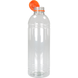 Klika - Fles | petfles | Gerecycled PET | met vaste dop | 1000ml | transparant/oranje | 70 stuks
