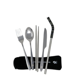 Mizu - Reusable Stainless Steel Cutlery | Neoprene Pouch | Fork, Knife, Spoon, Chopsticks & Straw