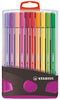 Stabilo - Viltstift pen 68/20 antrac/roze etui 20st | Etui a 20 stuk | 10 stuks
