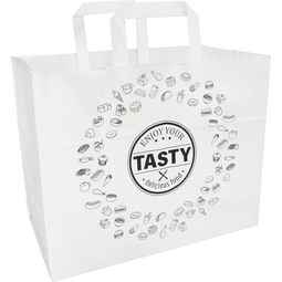Klika - Tas | TASTY | Papier | platte handgreep | 32x 17x27cm | draagtas | wit | 250 stuks