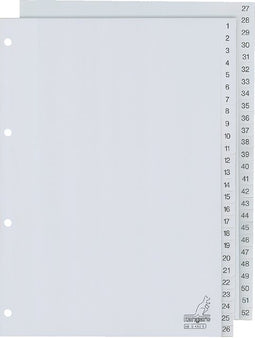 Kangaro - Tabbladen 4-gaats G452C 1-52 genummerd grijs PP