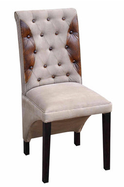 Jline Chair Button Wood/cotton/leather Brown 45x43x90cm