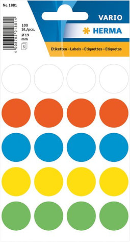 HERMA - Etiket 1881 rond 19mm assorti 100 stuks