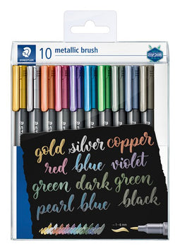 Staedtler - Brushpen metallic etui à 10 kleuren | Etui a 10 stuk | 50 stuks