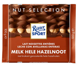 Ritter Sport - Chocolade melk-hele hazelnoot 100gr