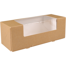 Klika - Gebaksdoos | karton + PET | 25x10x9cm | met venster | bruin | 150 stuks