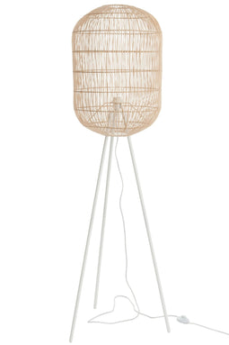 Lamp Standing Tripod Round Paper/metal Natural/white