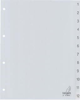 Kangaro - Tabbladen 4-gaats G412C 1-12 genummerd grijs PP