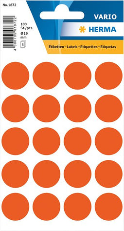 HERMA - Etiket 1872 rond 19mm rood 100 stuks